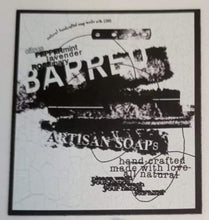 Load image into Gallery viewer, Sticker that says "Barred Artisan Soaps"